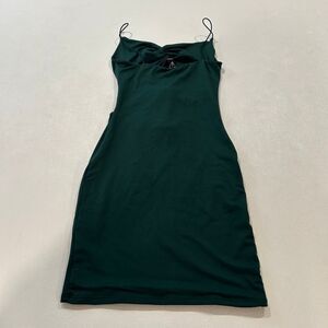 Windsor Dark Green Ruched Bodycon Mini Dress Spaghetti Strap Small